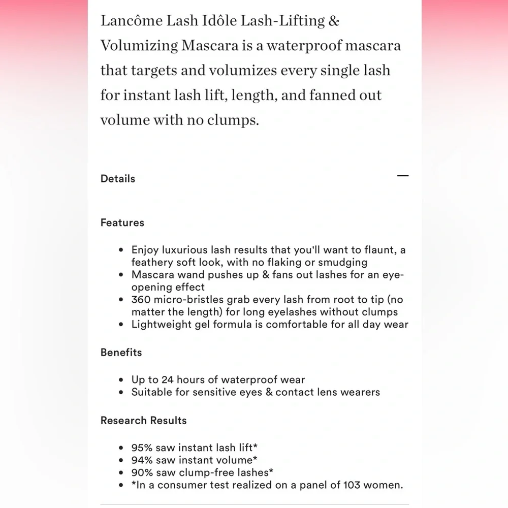 Lancome Waterproof Lash Idôle Lash-Lifting Waterproof Volumizing Mascara